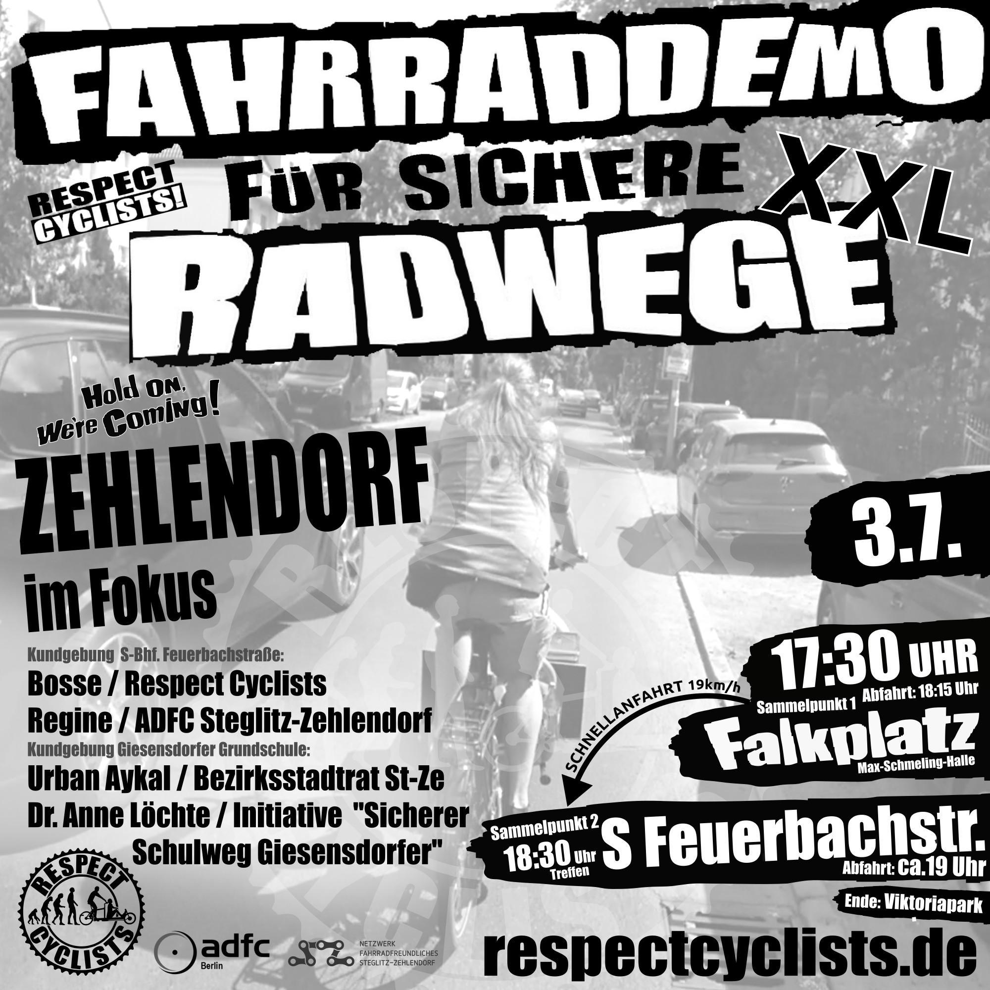 Bild zur Respectcyclists Fahrraddemo am Mittwoch  3,Juli